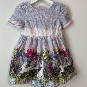OshKosh Dress Floral Bunny Spring and Summer Cotton Short Sleeve 2T